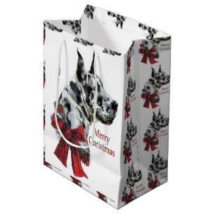 Sacola Para Presentes Média Natal de great dane (Harlequin)