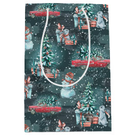 Sacola Para Presentes Média Natal de Inverno Aconchegante