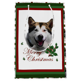 Sacola Para Presentes Média Natal de Malamute do Alasca