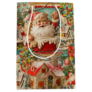 Sacola Para Presentes Média Natal de Meados do Século 3d Colagem