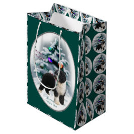 Sacola Para Presentes Média Natal do Cão de Água Espanhol