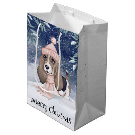Sacola Para Presentes Média Natal do Cão de Caça
