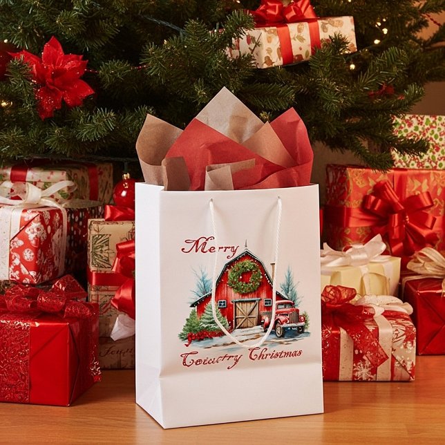 Sacola Para Presentes Média Natal do País (Criador carregado)