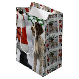 Sacola Para Presentes Média Natal do ponteiro alemão com cabeleireiro