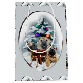 Sacola Para Presentes Média Natal do Shar-Pei Chinês