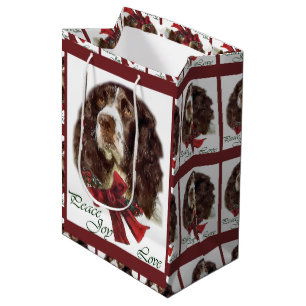 Sacola Para Presentes Média Natal do Spaniel de Springer inglês