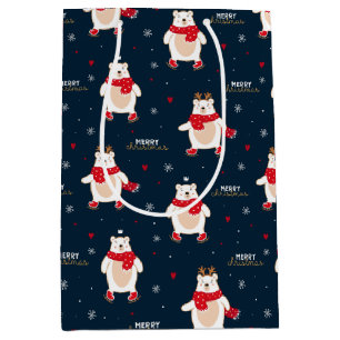 Sacola Para Presentes Média Natal do Urso Polar