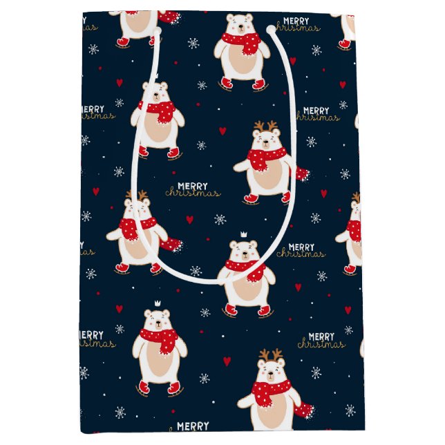 Sacola Para Presentes Média Natal do Urso Polar (Frente)