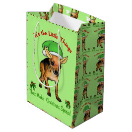 Sacola Para Presentes Média Natal dos Amantes de Chihuahua