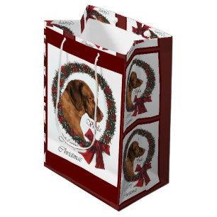 Sacola Para Presentes Média Natal dos Amantes de Vizsla
