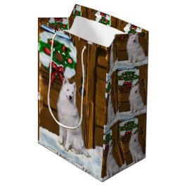 Sacola Para Presentes Média Natal dos Amantes Samoiados