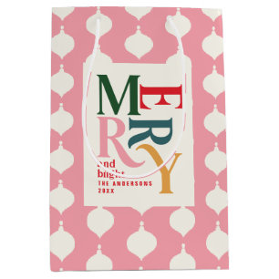 Sacola Para Presentes Média Natal Feliz e brilhante colorido