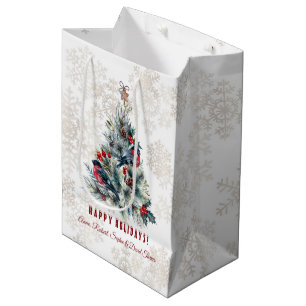 Sacola Para Presentes Média Natal - Feriado de Berries Deseja Monograma