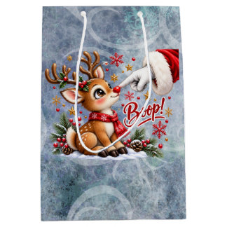 Sacola Para Presentes Média Natal Fofo Papai Noel e Boop no Nariz do Renas