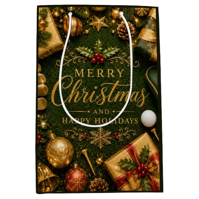 Sacola Para Presentes Média Natal Golfe Férias (Frente)