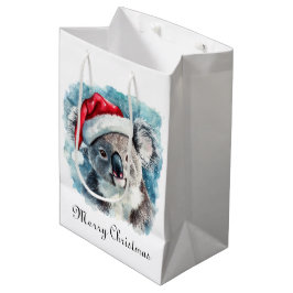 Sacola Para Presentes Média Natal Koala, personalizável