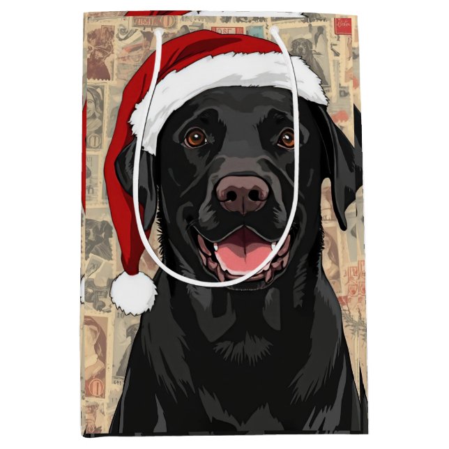 Sacola Para Presentes Média Natal lab preto (Frente)