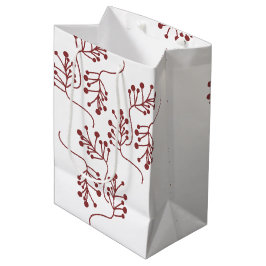 Sacola Para Presentes Média Natal Minimalista Ramalhetes de Frutas Festivo