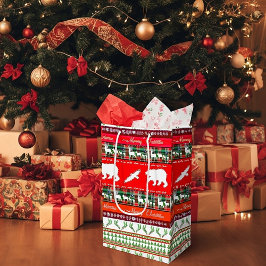 Sacola Para Presentes Média Natal na floresta