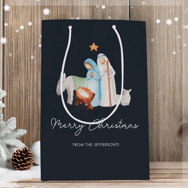 Sacola Para Presentes Média Natal Natividade Manger Gift Bag (Criador carregado)