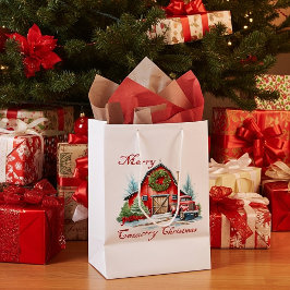Sacola Para Presentes Média Natal no Campo