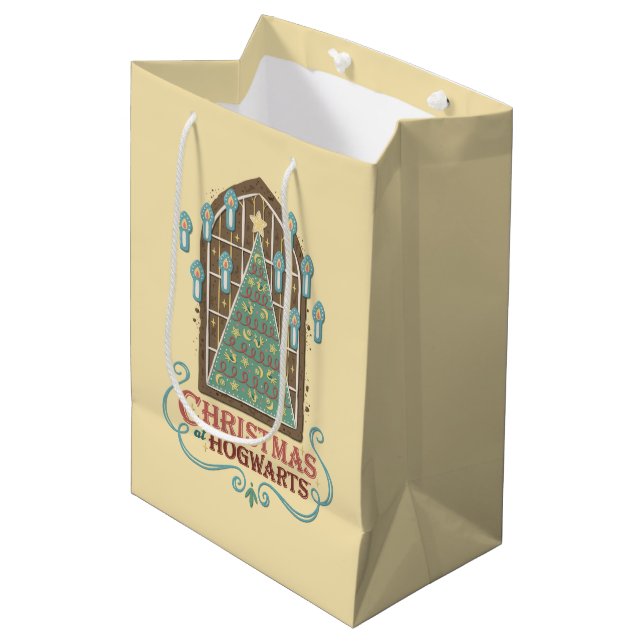 Sacola Para Presentes Média Natal no HOGWARTS™ Cookie Graphic (Frente inclinada)