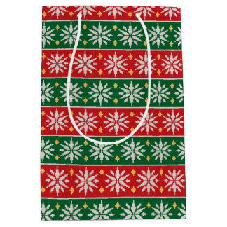 Sacola Para Presentes Média Natal Nórdico Tricô
