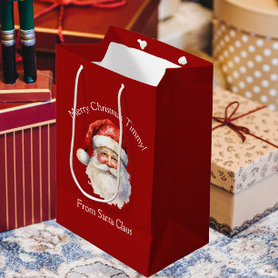 Sacola Para Presentes Média Natal para Crianças Vermelhas Personalizadas