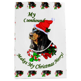 Sacola Para Presentes Média Natal para o Conhound Negro e Tan