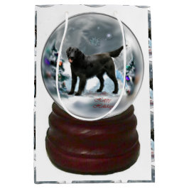 Sacola Para Presentes Média Natal para o Retriever Revestido Plano