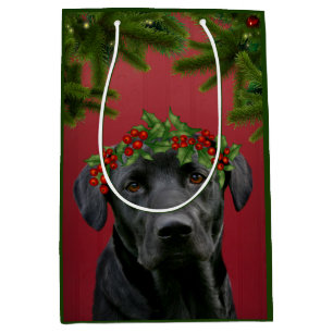 Sacola Para Presentes Média Natal preto do laboratório