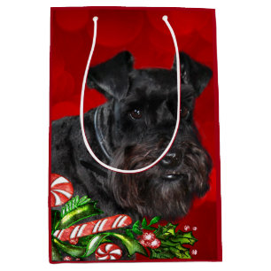 Sacola Para Presentes Média Natal preto do Schnauzer