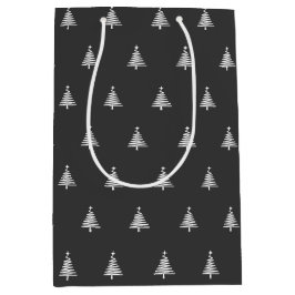 Sacola Para Presentes Média Natal preto e branco moderno