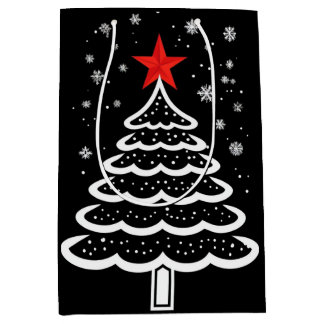 Sacola Para Presentes Média Natal preto e vermelho