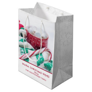 Sacola Para Presentes Média Natal quente dos Marshmallows do cacau & do bastã