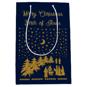 Sacola Para Presentes Média Natal religioso, Nascimento de Jesus