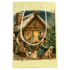 Sacola Para Presentes Média Natal Rústico da Idade Média
