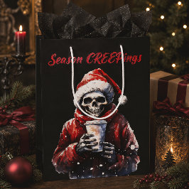 Sacola Para Presentes Média Natal Sinistro Esqueleto do Papai Noel Halloween