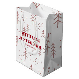 Sacola Para Presentes Média Natal Tipográfico Vermelho Elegante