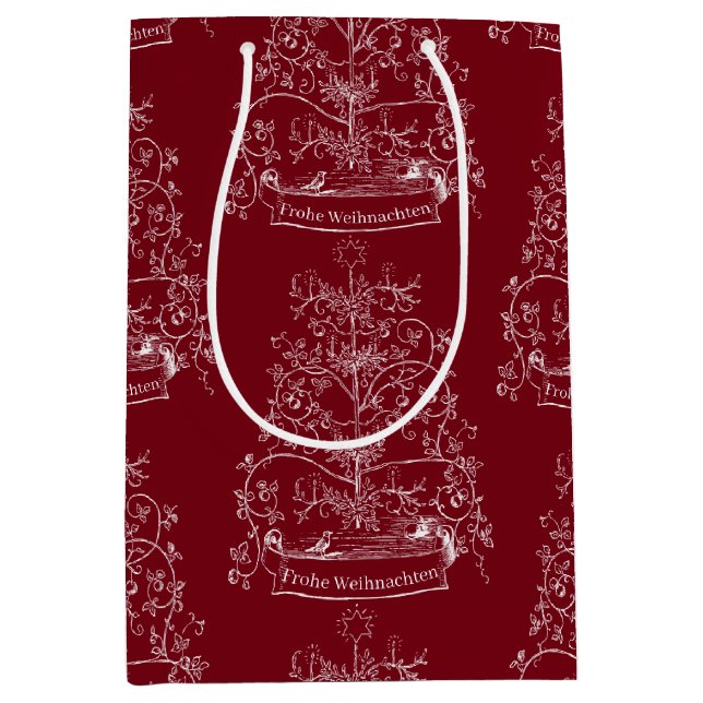 Sacola Para Presentes Média Natal Tradicional do Velho Mundo (Frente)