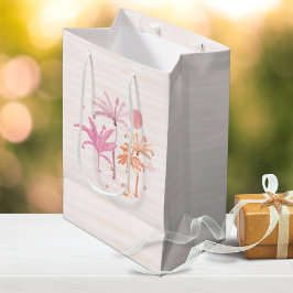 Sacola Para Presentes Média Natal Tropical de Palmeira Colorida