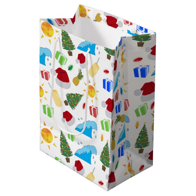 Sacola Para Presentes Média Natal Verão Praia Feriado (Frente inclinada)