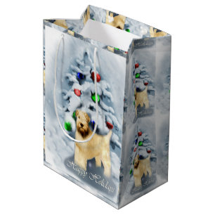 Sacola Para Presentes Média Natal Wheaten brandamente revestido de Terrier