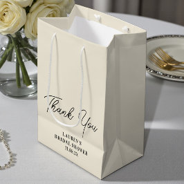 Sacola Para Presentes Média Natural White Minimalist Bridal Shower Thank You