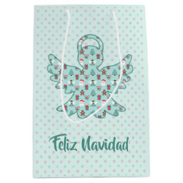 Sacola Para Presentes Média Navidad Angel Cutout