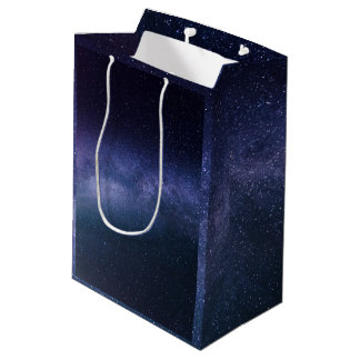 Sacola Para Presentes Média Navy Blue Galaxy Starry Night Stars Modern 
