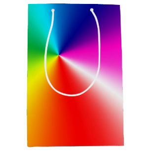 Sacola Para Presentes Média Neon Rainbow Spectrum Abstrato