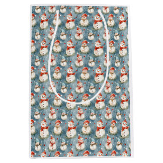 Sacola Para Presentes Média Neve com Aquarela no Blue Gift Bag