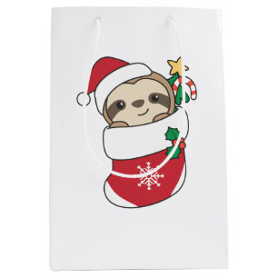 Sacola Para Presentes Média Neve de Natal Lenta Animais de inverno