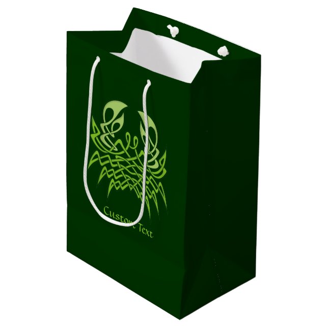 Sacola Para Presentes Média Nó Celular Verde Caranguejo (Frente inclinada)